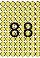 Apli Etikety, kruhové, žlutá, průměr 16mm, 704 ks/bal., A5, 12097