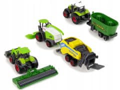 Lean-toys Sada 6 zemědělských vozidel Traktor Kombajn Metal