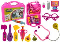 Lean-toys Sada malého doktorského kufru Růžový stetoskop