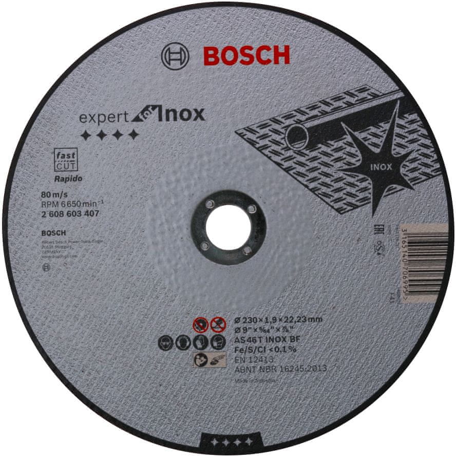 Levně Bosch dělicí kotouč rovný Expert for Inox - Rapido 2608603407