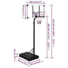 Greatstore Basketbalový koš s průhlednou deskou 256–361 cm polykarbonát