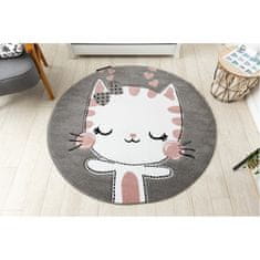 Dywany Lusczów Dětský kusový koberec Petit Kitty cat grey kruh 160x160 (průměr) kruh cm
