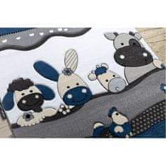 Dywany Lusczów Dětský kusový koberec Petit Farm animals blue 200x290 cm