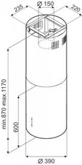 Kluge KOI4200BL Odsavač ostrůvkový, průměr 39 cm