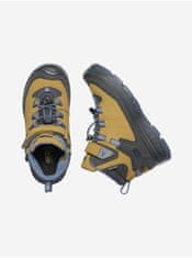 KEEN Žluté dětské kožené kotníkové outdoorové boty Keen Redwood Mid 29