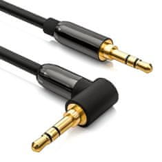 MG Angled audio kabel 3.5mm mini jack M/M 1.5m, černý