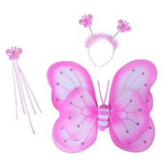 Rappa Motýlí křídla růžová s čelenkou a hůlkou