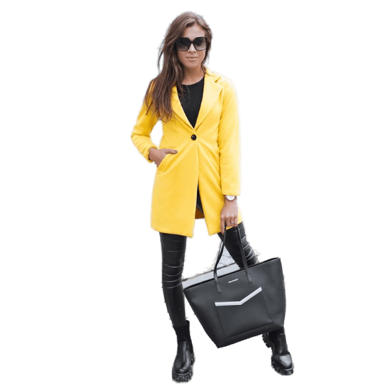 Dstreet Dámská stylový kabát na knoflík LUGI žlutá ny0462