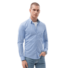 OMBRE Pánská košile s dlouhým rukávem REGULAR FIT světle modrá MDN24786 S