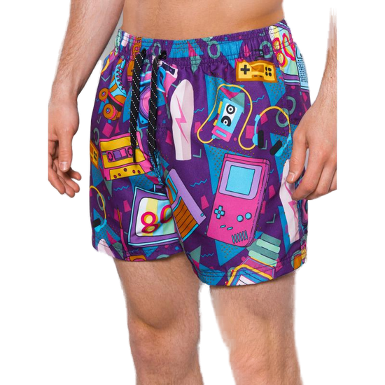OMBRE Pánské šortky plavecké BECKETT fialová barva MDN115965