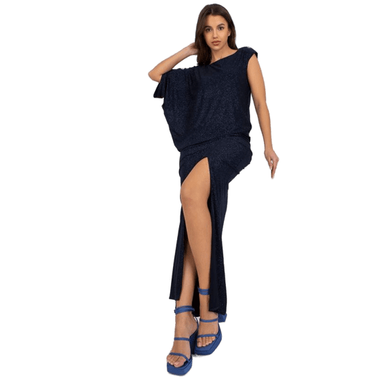 Factoryprice Dámské šaty s elastickým pasem třpytivé večerní RAYMONDA modré NU-SK-1685.28P_392775