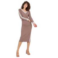 FANCY Dámské šaty s lemováním midi teplákové ALIA hnědé FA-SK-8297.18P_394041 S-M