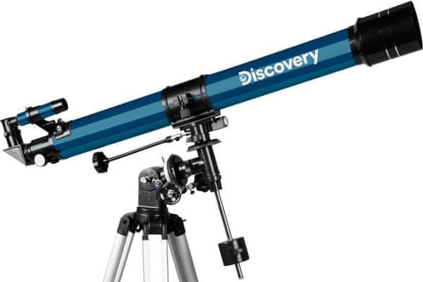 hvězdářský dalekohled teleskop levenhuk Discovery Spark 709 EQ s knihou hliníkový stativ skleněná optika antireflexní povrch studium vesmíru