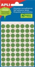 Apli Etikety, zelené, kruhové, průměr 10 mm, 315 etiket/balení, 2054