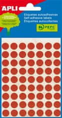 Apli Etikety, červené, kruhové, průměr 10 mm, 315 etiket/balení, 2053