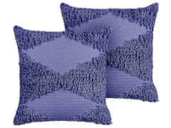 Beliani Sada 2 bavlněných polštářů 45 x 45 cm fialové RHOEO