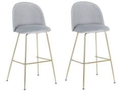 Beliani Sada 2 sametových šedých barových židlí ARCOLA