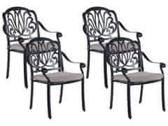 Beliani Sada 4 zahradních hliníkových židlí černých ANCONA