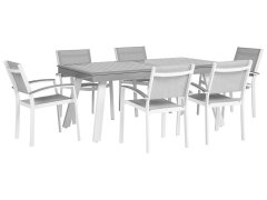 Beliani Zahradní sada šedý hliníkový stůl a šest židlí PERETA