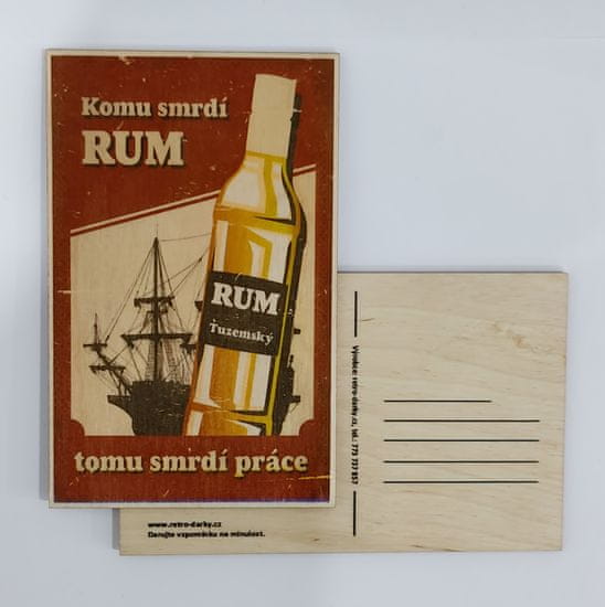 Cedule-Cedulky Dřevěná pohlednice - Komu smrdí rum