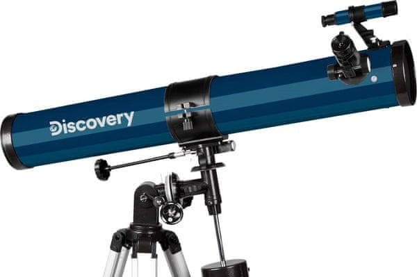hvězdářský dalekohled teleskop levenhuk Discovery Spark 769 EQ s knihou hliníkový stativ skleněná optika antireflexní povrch studium vesmíru