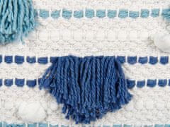 Beliani Bavlněný polštář se střapci 45 x 45 cm bílý/ modrý DATURA