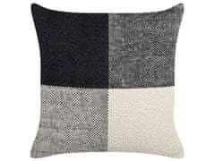 Beliani Bavlněný polštář patchwork 45 x 45 cm černý/ béžový LAELIA