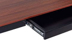 Beliani Elektrický nastavitelný psací stůl 124 x 64 cm tmavé dřevo/ černý KENLY