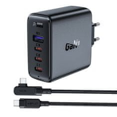 shumee GaN rychlonabíječka 3x USB-C 1x USB-A + lomený USB-C kabel 100W 2m černý