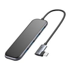 Greatstore Adaptér HUB USB-C na 4x USB 3.0 USB-C PD pro MacBook PC šedý