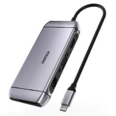 shumee Multifunkční USB HUB Čtečka karet SD a TF HDMI 4K VGA Full HD RJ45 9v1 šedá