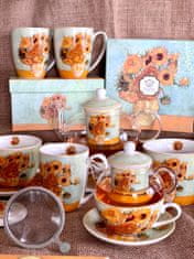 Duo Porcelánová kávová souprava, 6ks šálků s podšálky Vincent van Gogh - Sunflowers v dárkové krabičce - 6 x 280 ml