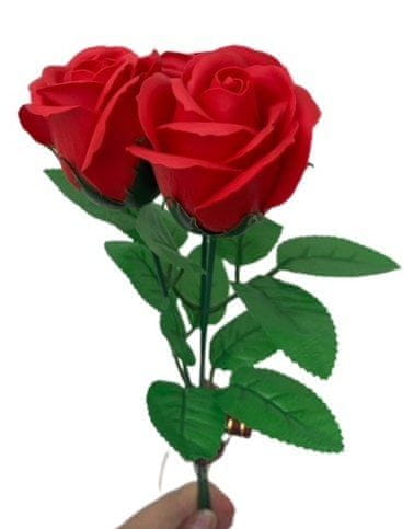 made by ANTEROS Mýdlová kytice z mýdlových květů růže Trio Red na stonku s lístky