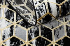 Dywany Łuszczów Běhoun Gloss 409A 82 3D cubes black/gold/grey 60x200
