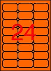 Apli Etikety, zaoblené rohy, fluorescentní oranžová, 64 x 33,9 mm, 480 ks/bal., 02871