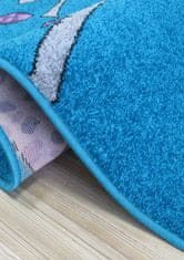 4sleep Dětský kusový koberec Sovičky na tyrkysovém podkladu Modrá BELLA 20/20/100 100x200 1cm až 1,9cm Zvířatka