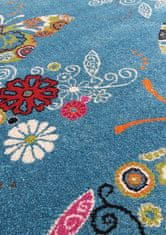 4sleep Dětský kusový koberec Motýl modrý 120x170 Zvířatka 1cm až 1,9cm 30/30/120 Modrá