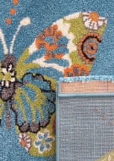4sleep Dětský kusový koberec Motýl modrý Modrá 70/70/150 400x500 1cm až 1,9cm Zvířatka