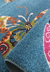 4sleep Dětský kusový koberec Motýl modrý Modrá 70/70/150 400x500 1cm až 1,9cm Zvířatka