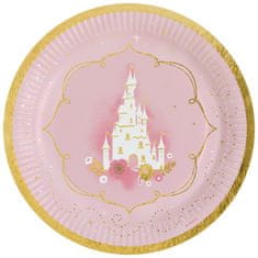 Amscan Papírový talíř na párty 8ks 23cm růžový zámek 