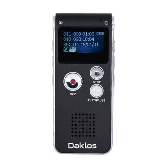 Daklos Profesionální diktafon (hlasový záznamník) 16 GB, nahrávání hlasu, zvuku a telefonních hovorů