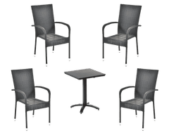 IWHOME Jídelní set REUS antracit + 4x židle MADRID antracit IWH-10150034