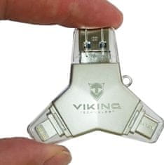 Viking USB FLASH DISK 3.0 4v1 128GB, S KONCOVKOU APPLE LIGHTNING, USB-C, MICRO USB, USB3.0, černá