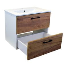 BPS-koupelny Koupelnová skříňka s keramickým umyvadlem Agria W 60 - bílá/zlatý dub