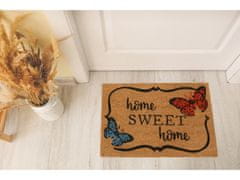 sarcia.eu Kokosová rohožka, PVC domácí rohožka s motýlky, nápis Sweet home 40x60cm