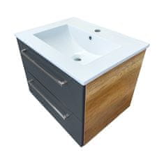 BPS-koupelny Koupelnová skříňka s keramickým umyvadlem Vermont CA 80 antracit/country