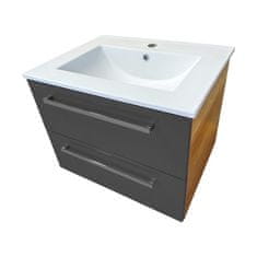 BPS-koupelny Koupelnová skříňka s keramickým umyvadlem Vermont CA 80 antracit/country