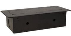 Orno Výklopný blok zapuštěný ORNO OR-AE-13109/B, 2x 230V a 2x USB, černý, bez kabelu
