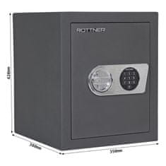 Rottner Toscana 50 EL nábytkový elektronický trezor antracit | Elektronický zámek | 35 x 42 x 38 cm