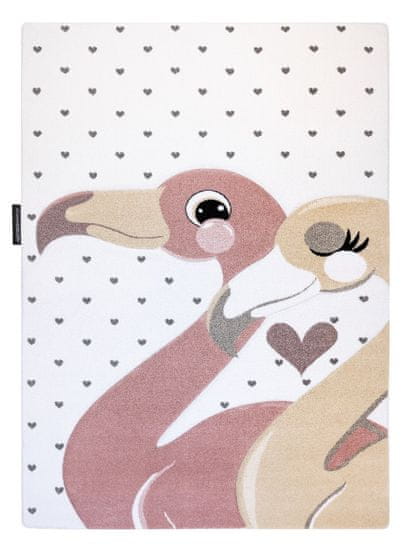Dywany Łuszczów Dětský kusový koberec Petit Flamingos hearts cream
